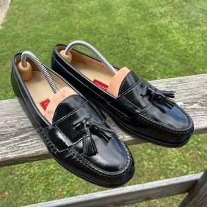 Cole Haan Mens Size 10.5 E Black Leather Pinch Tassels Loafers 3506 Dress Shoes